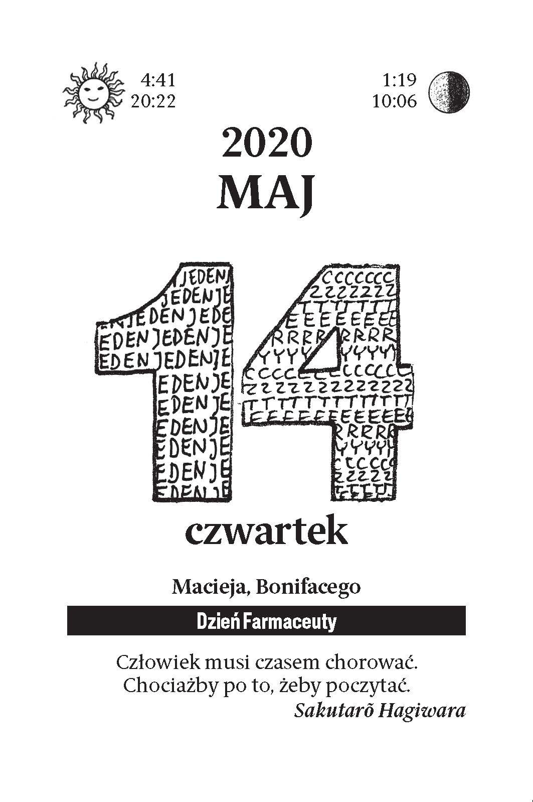 Kartka z kalendarza 14 maj 2020
